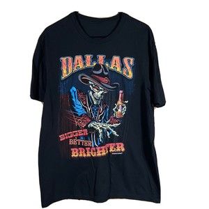 Dallas Texas Cowboy From Hell Bigger Better Brighter Black T Shirt BBQ Unisex XL